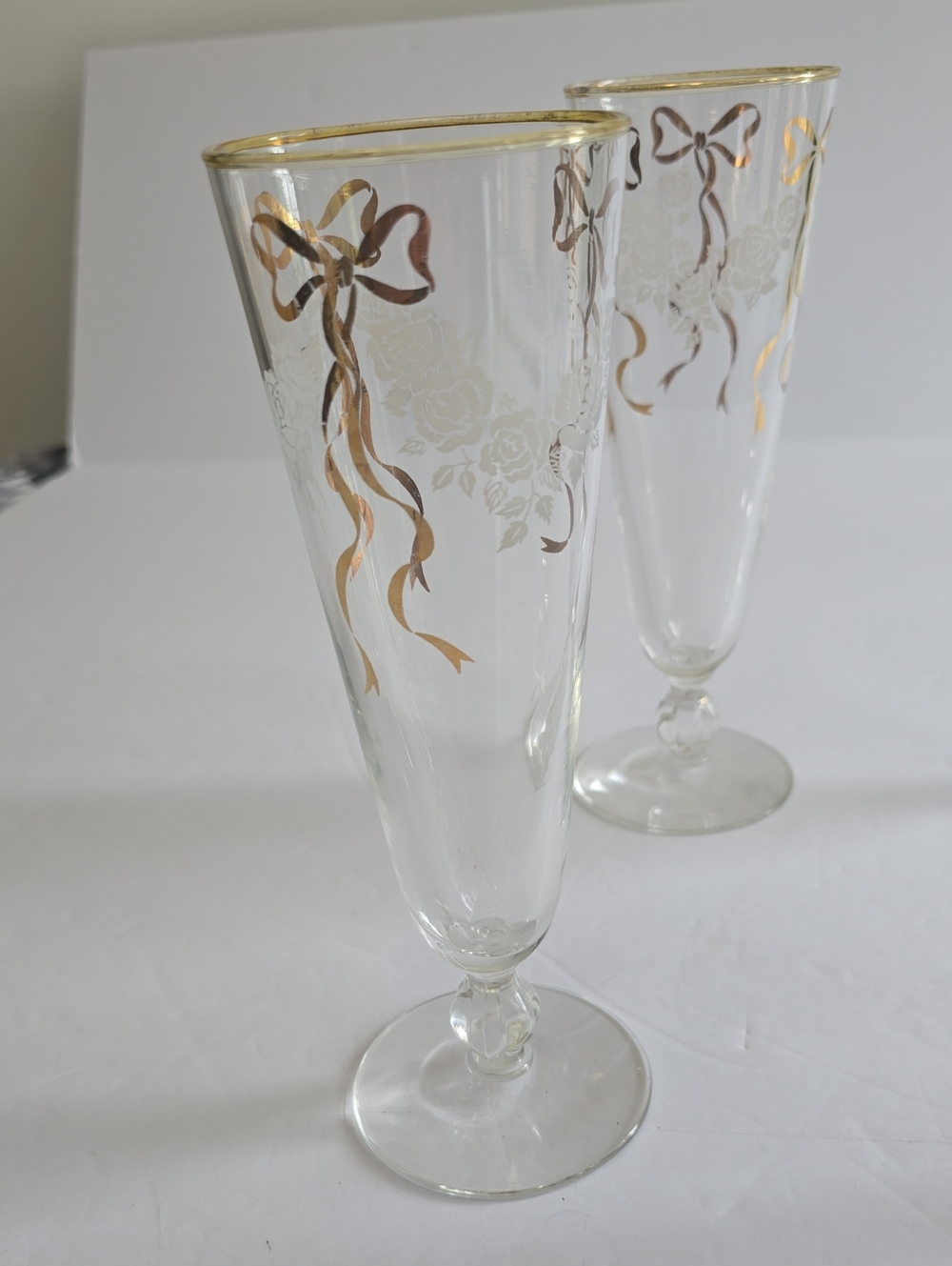 Vintage Libbey Set Of 4 Rose Classic Pilsner Glasses Flutes - Picture 2 of 14